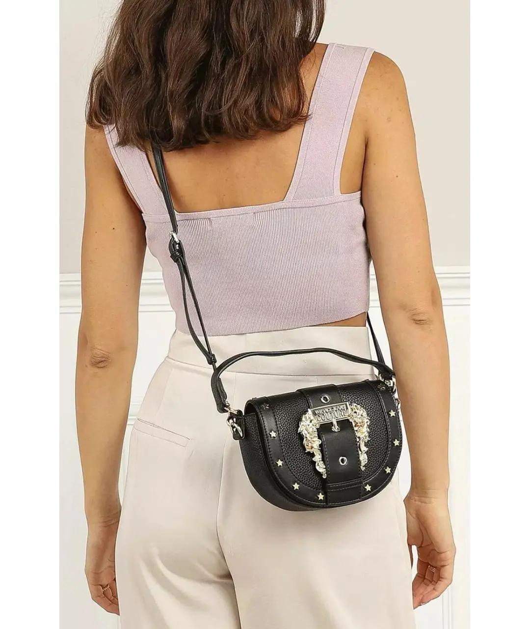 VERSACE JEANS COUTURE Черная сумка с короткими ручками из искусственной кожи, фото 4