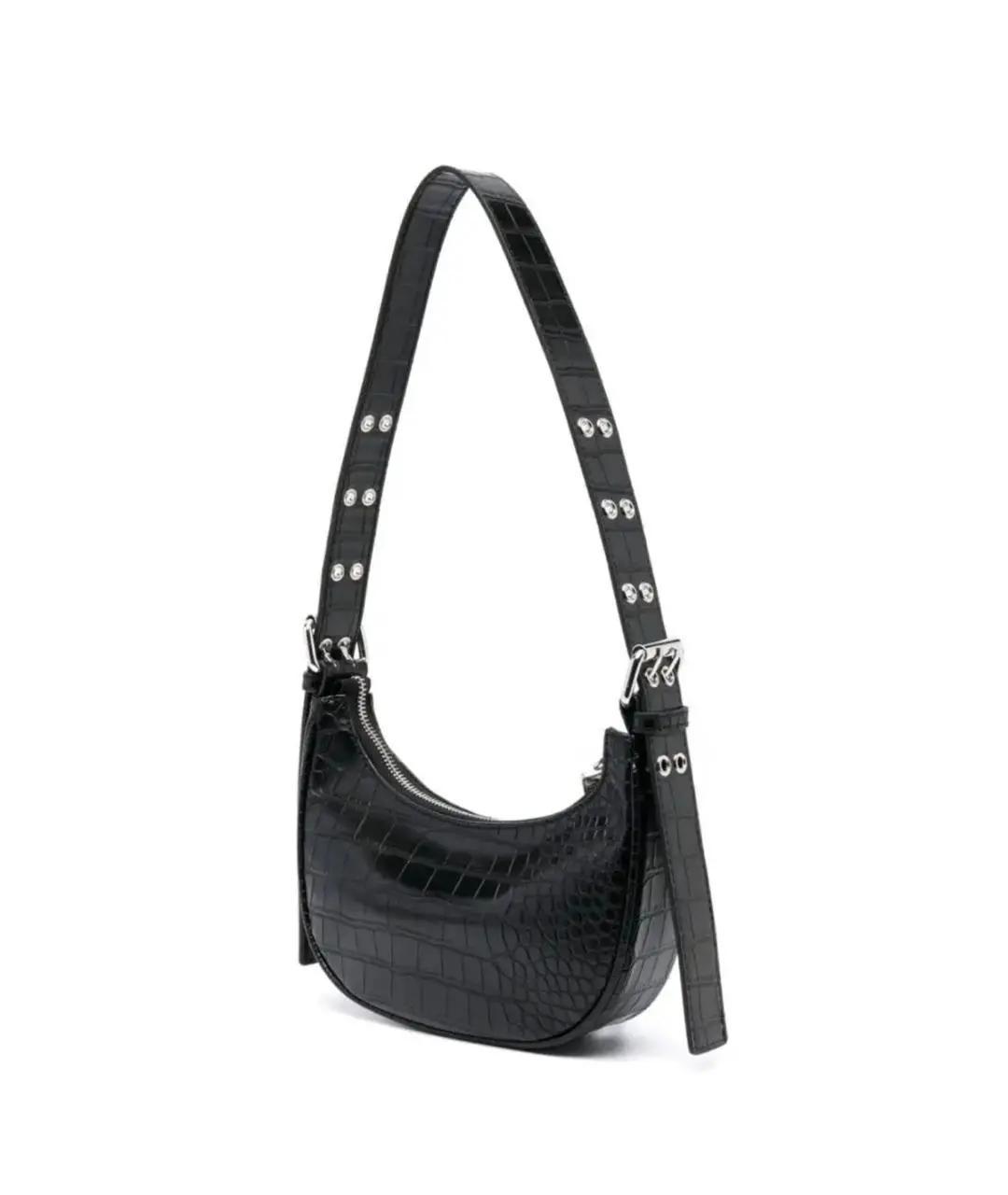 VERSACE JEANS COUTURE Черная сумка с короткими ручками из лакированной кожи, фото 3