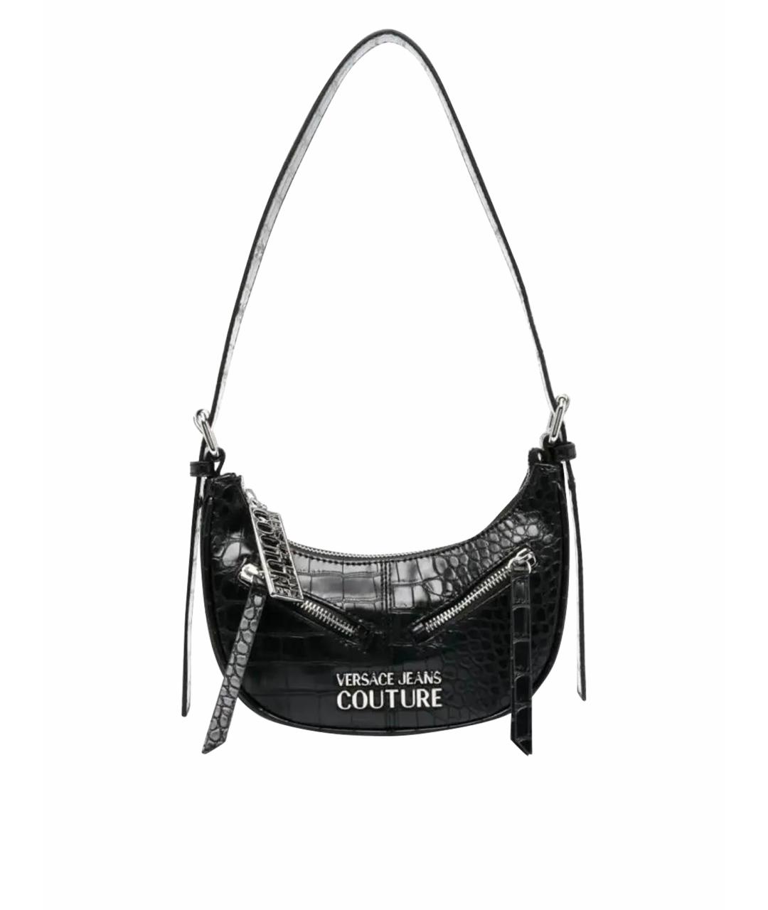 VERSACE JEANS COUTURE Черная сумка с короткими ручками из лакированной кожи, фото 1