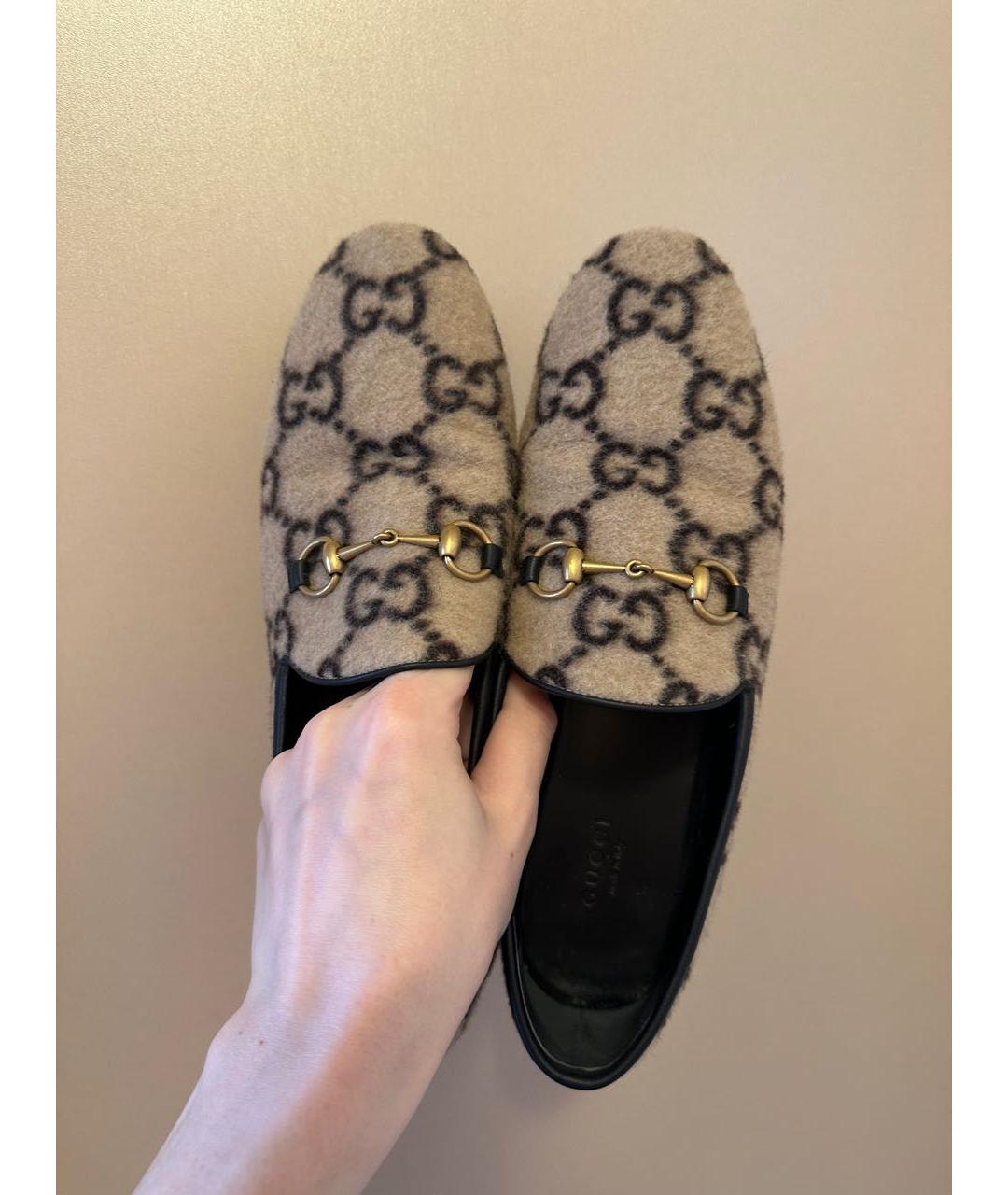 GUCCI Бежевые кожаные лоферы, фото 5