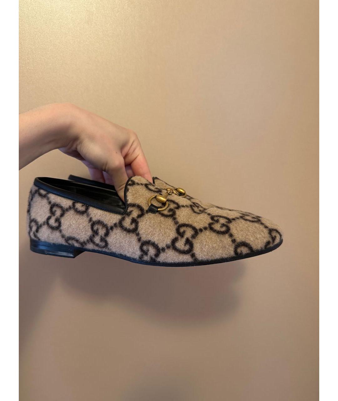 GUCCI Бежевые кожаные лоферы, фото 9