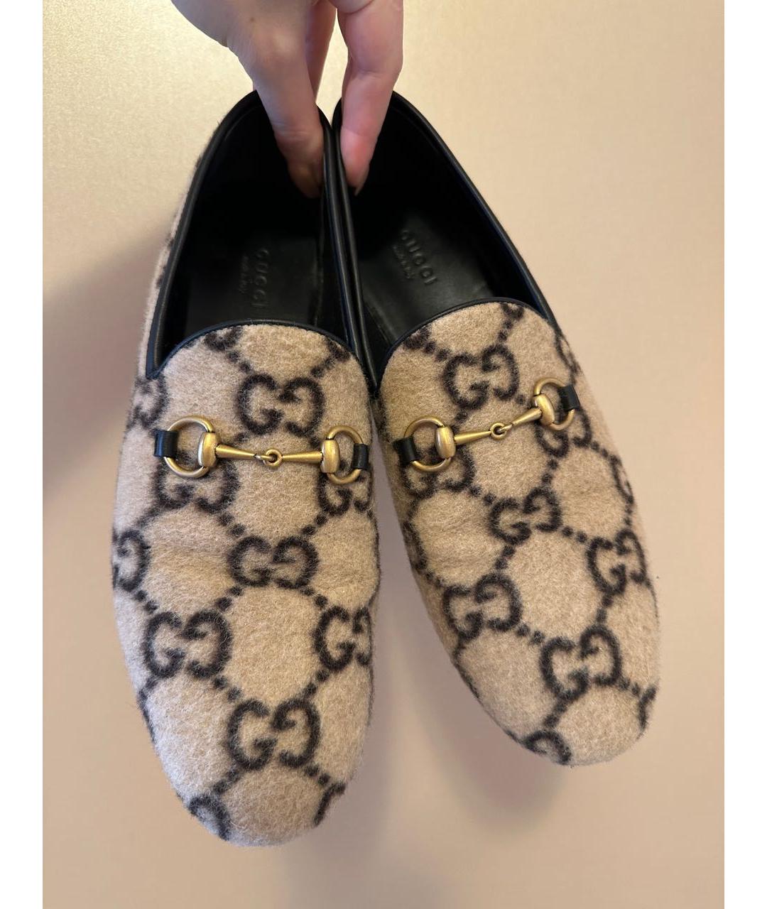 GUCCI Бежевые кожаные лоферы, фото 2