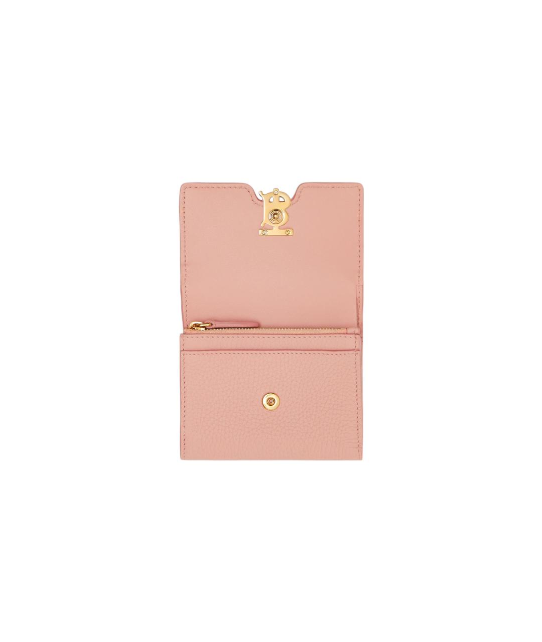 BURBERRY Розовый кожаный кошелек, фото 5