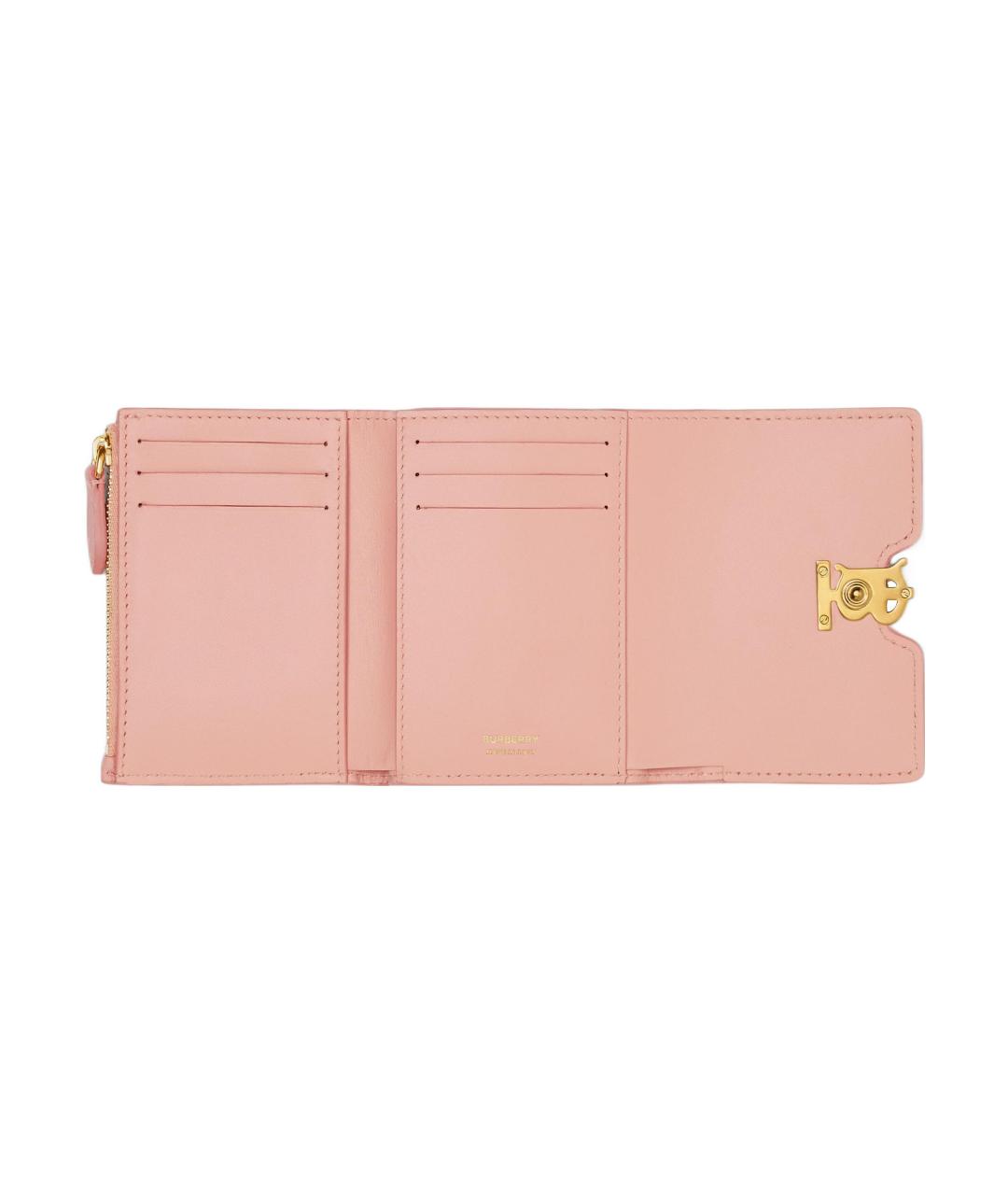 BURBERRY Розовый кожаный кошелек, фото 4