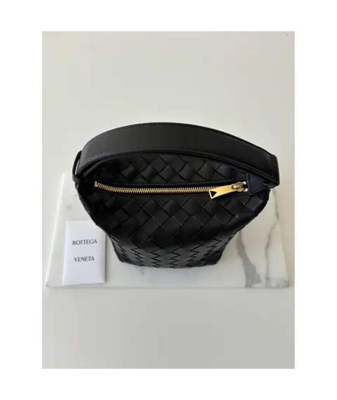 BOTTEGA VENETA Черная кожаная сумка с короткими ручками, фото 6