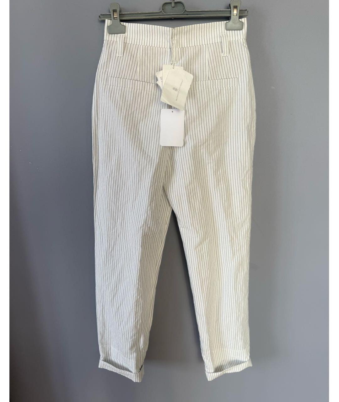 BRUNELLO CUCINELLI Белые хлопковые брюки широкие, фото 6