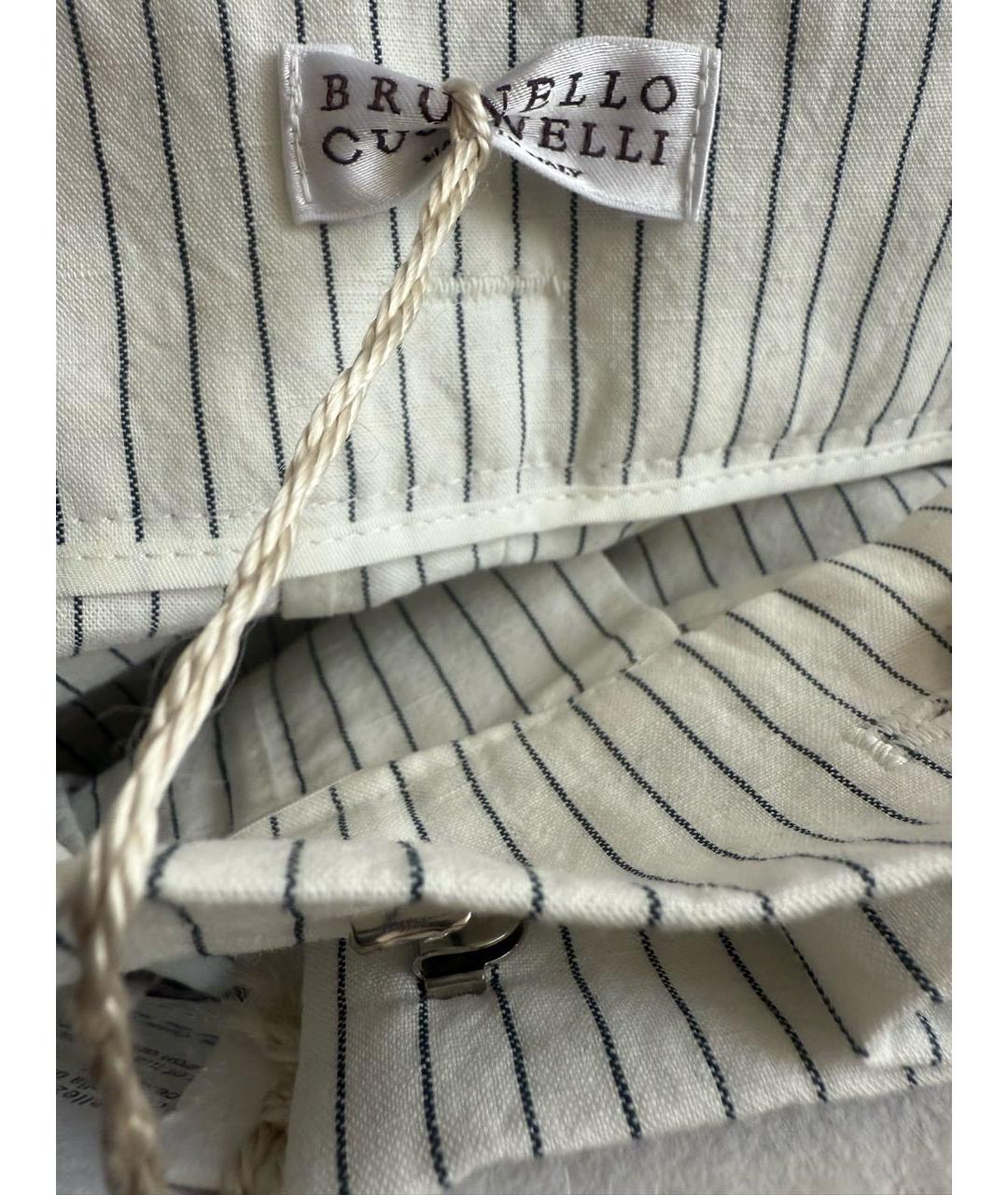 BRUNELLO CUCINELLI Белые хлопковые брюки широкие, фото 8