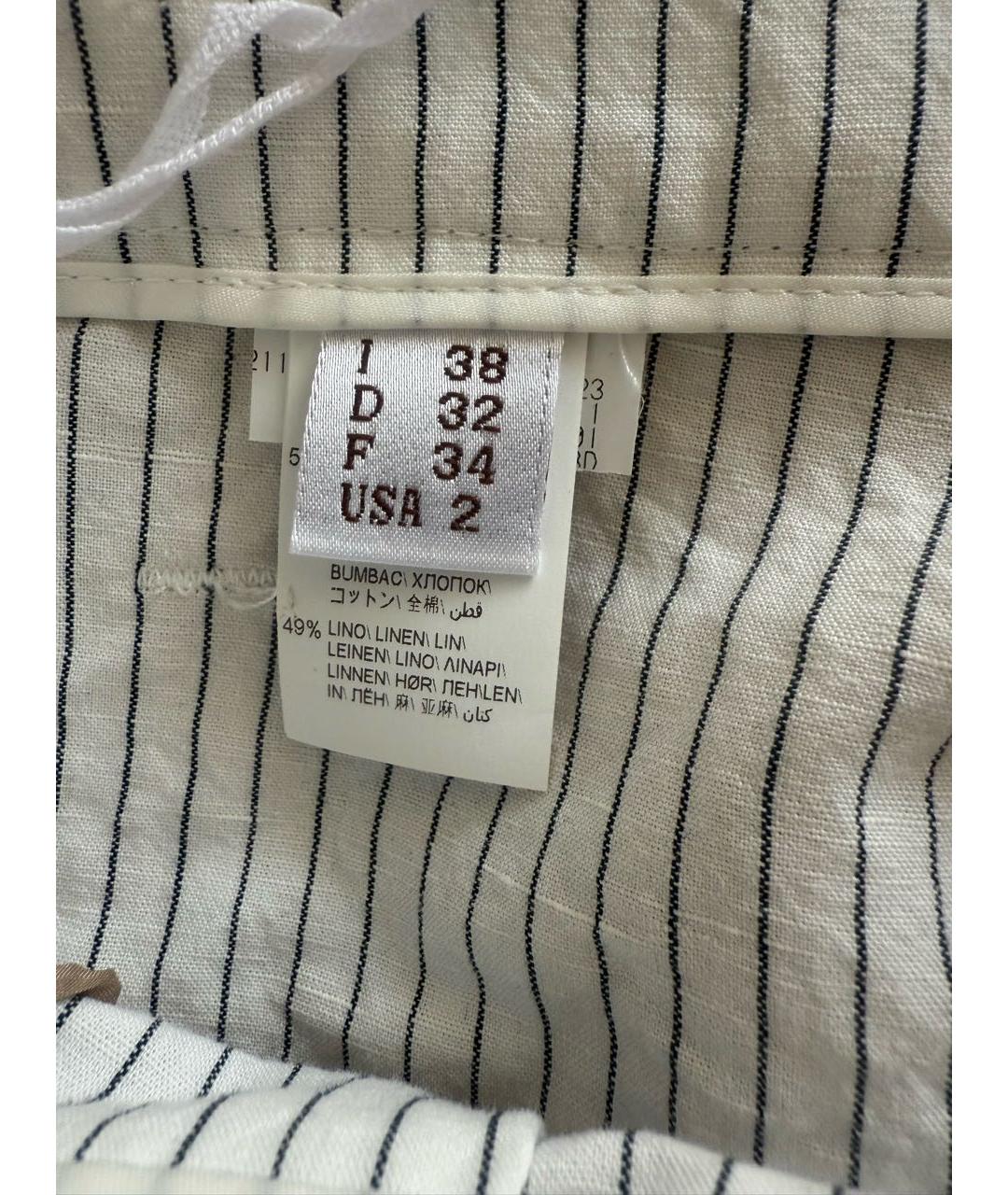 BRUNELLO CUCINELLI Белые хлопковые брюки широкие, фото 7