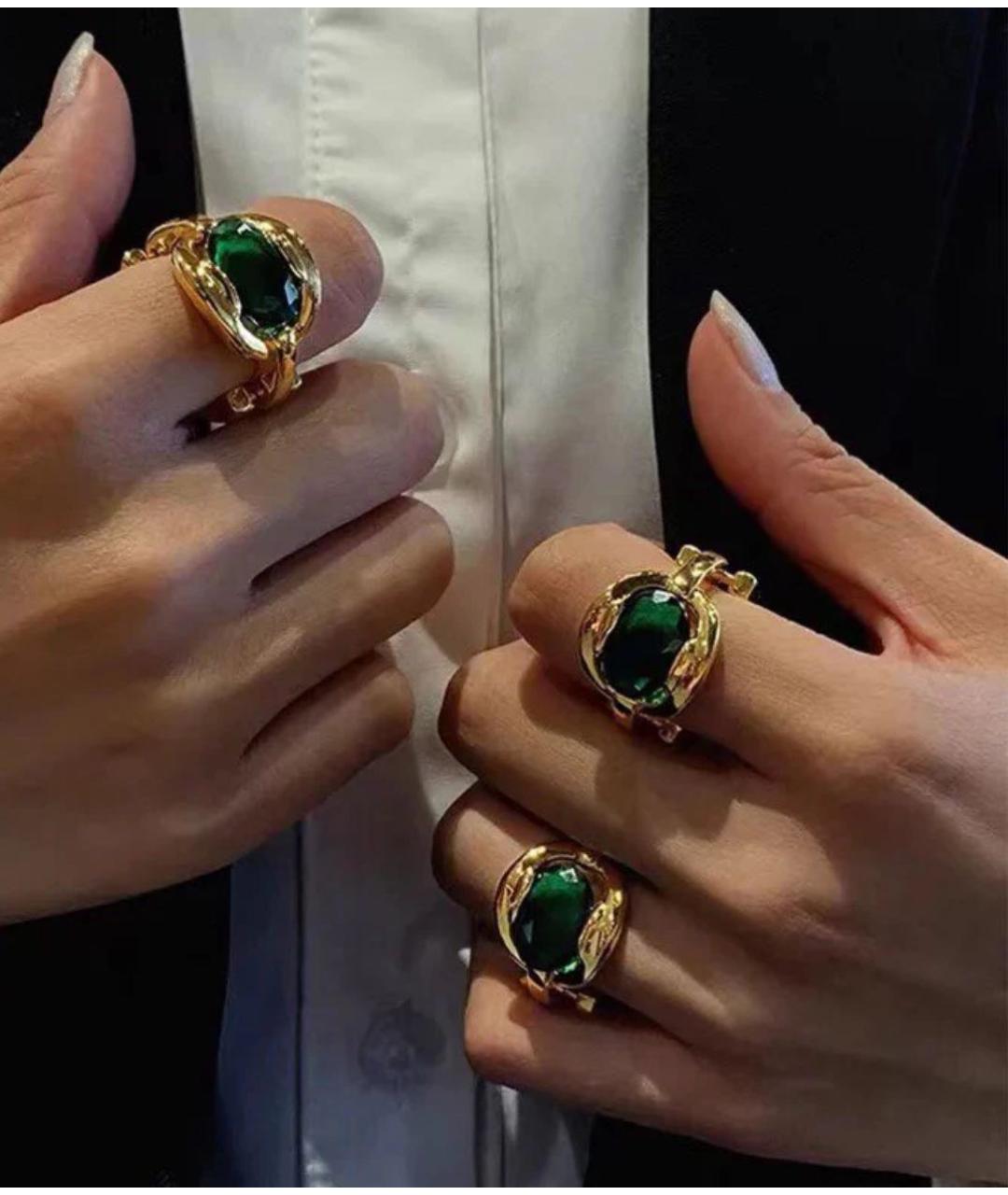 BOTTEGA VENETA Зеленые позолоченное кольцо, фото 4