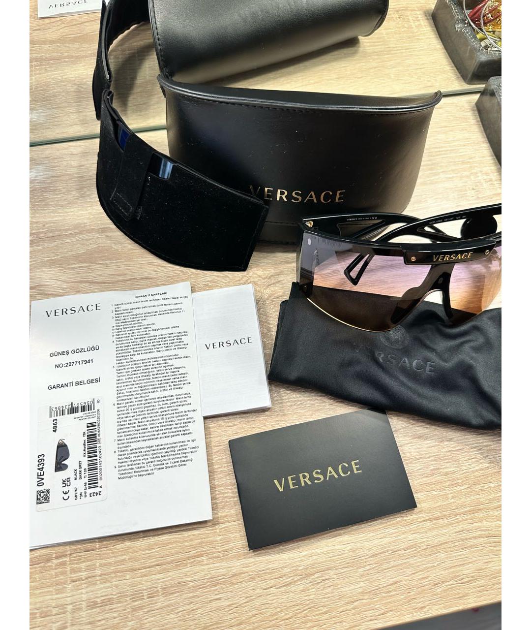 VERSACE Черные пластиковые солнцезащитные очки, фото 8