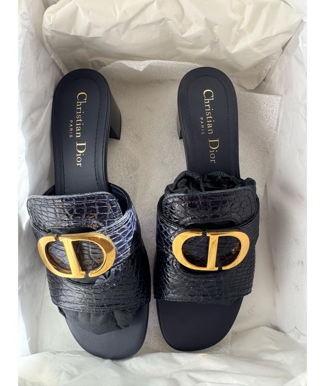 CHRISTIAN DIOR Темно-синие кожаные сандалии, фото 2