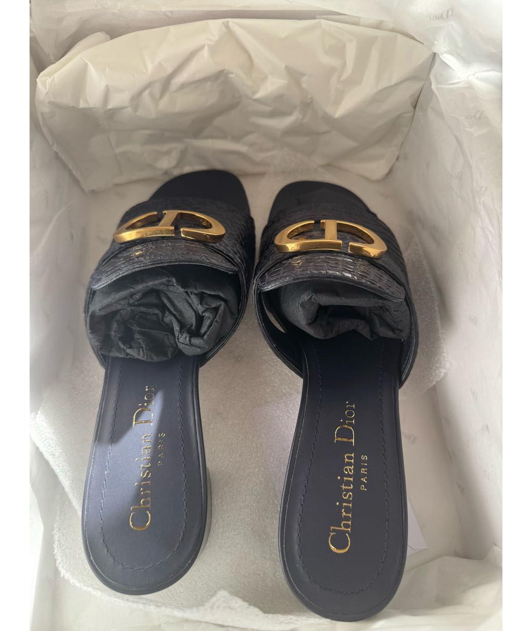 CHRISTIAN DIOR Темно-синие кожаные сандалии, фото 3