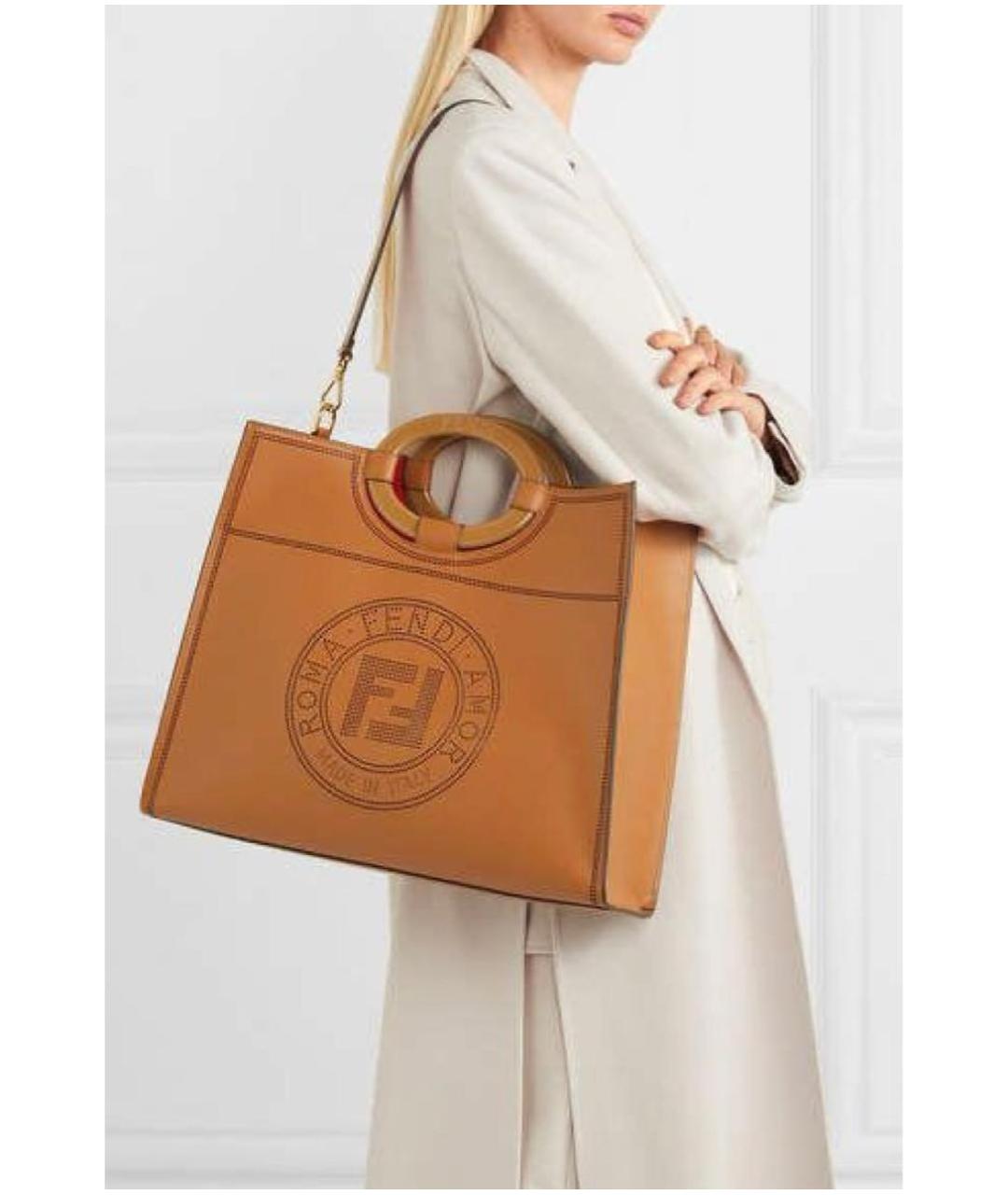 FENDI Оранжевая кожаная сумка через плечо, фото 8