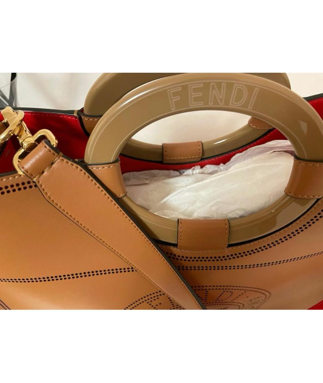 FENDI Оранжевая кожаная сумка через плечо, фото 3