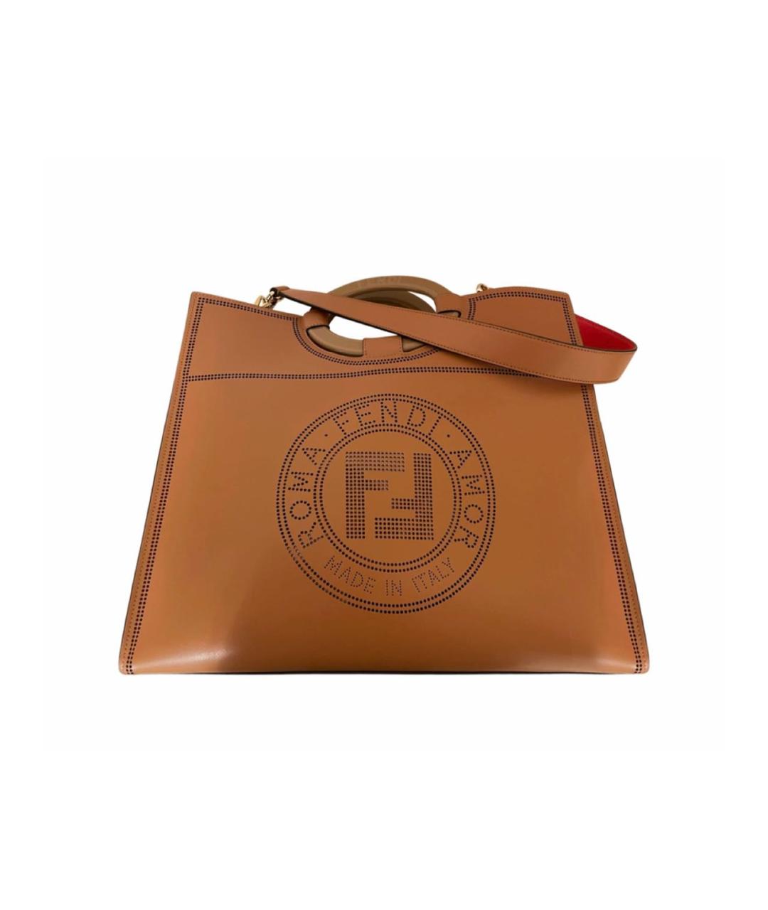 FENDI Оранжевая кожаная сумка через плечо, фото 9