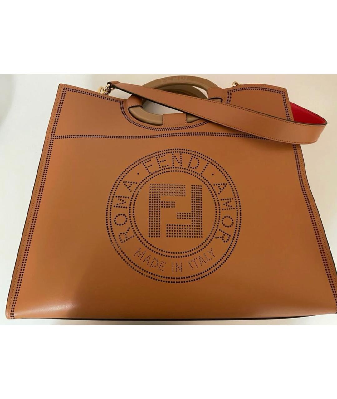 FENDI Оранжевая кожаная сумка через плечо, фото 7