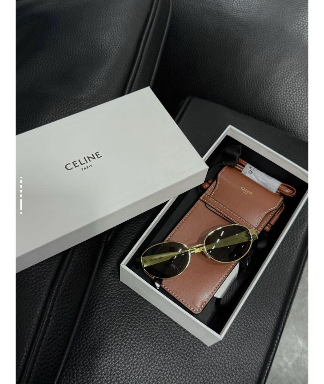 CELINE Золотые металлические солнцезащитные очки, фото 4
