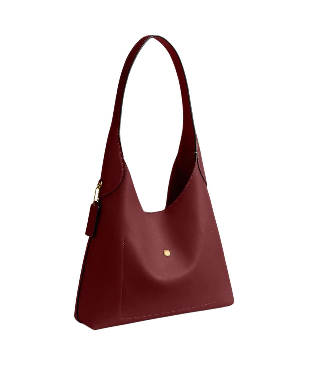 COACH Бордовая кожаная сумка через плечо, фото 3