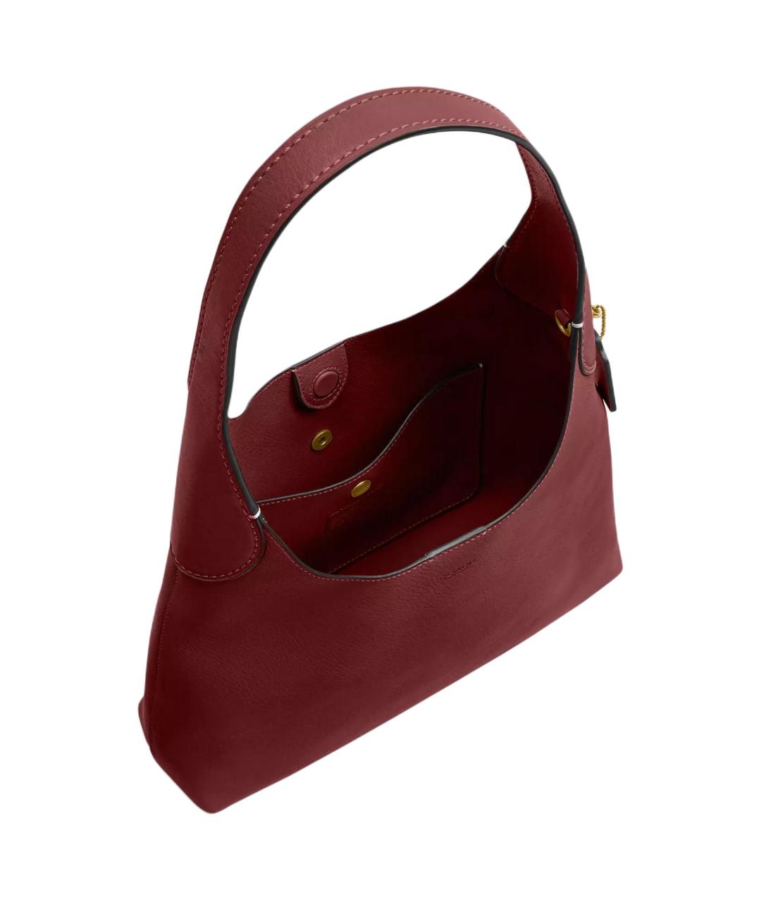 COACH Бордовая кожаная сумка через плечо, фото 4