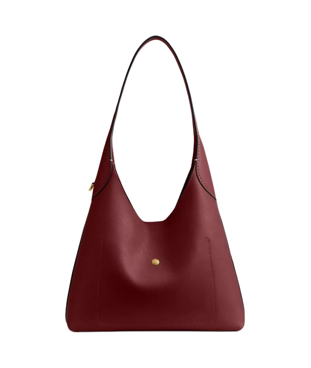 COACH Бордовая кожаная сумка через плечо, фото 2