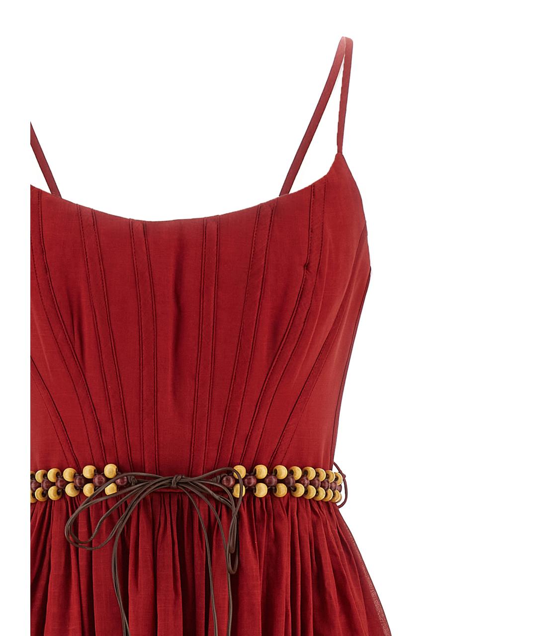 ZIMMERMANN Красная хлопковая юбка миди, фото 3