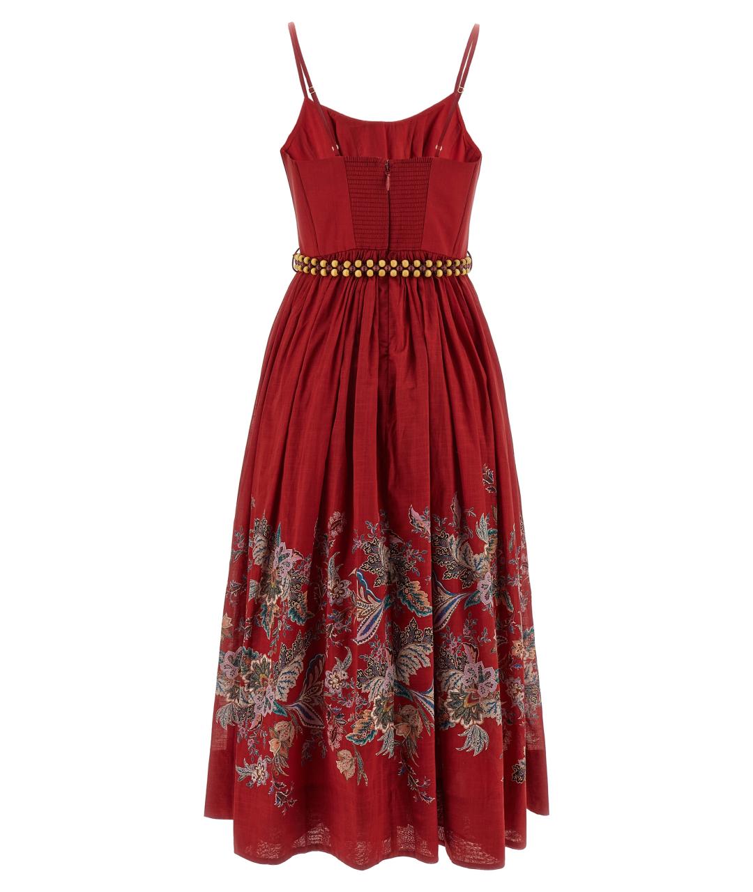 ZIMMERMANN Красная хлопковая юбка миди, фото 2