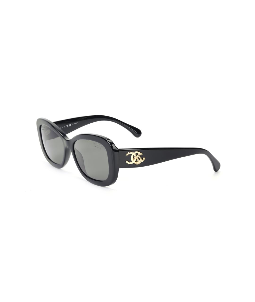 CHANEL Черные пластиковые солнцезащитные очки, фото 1