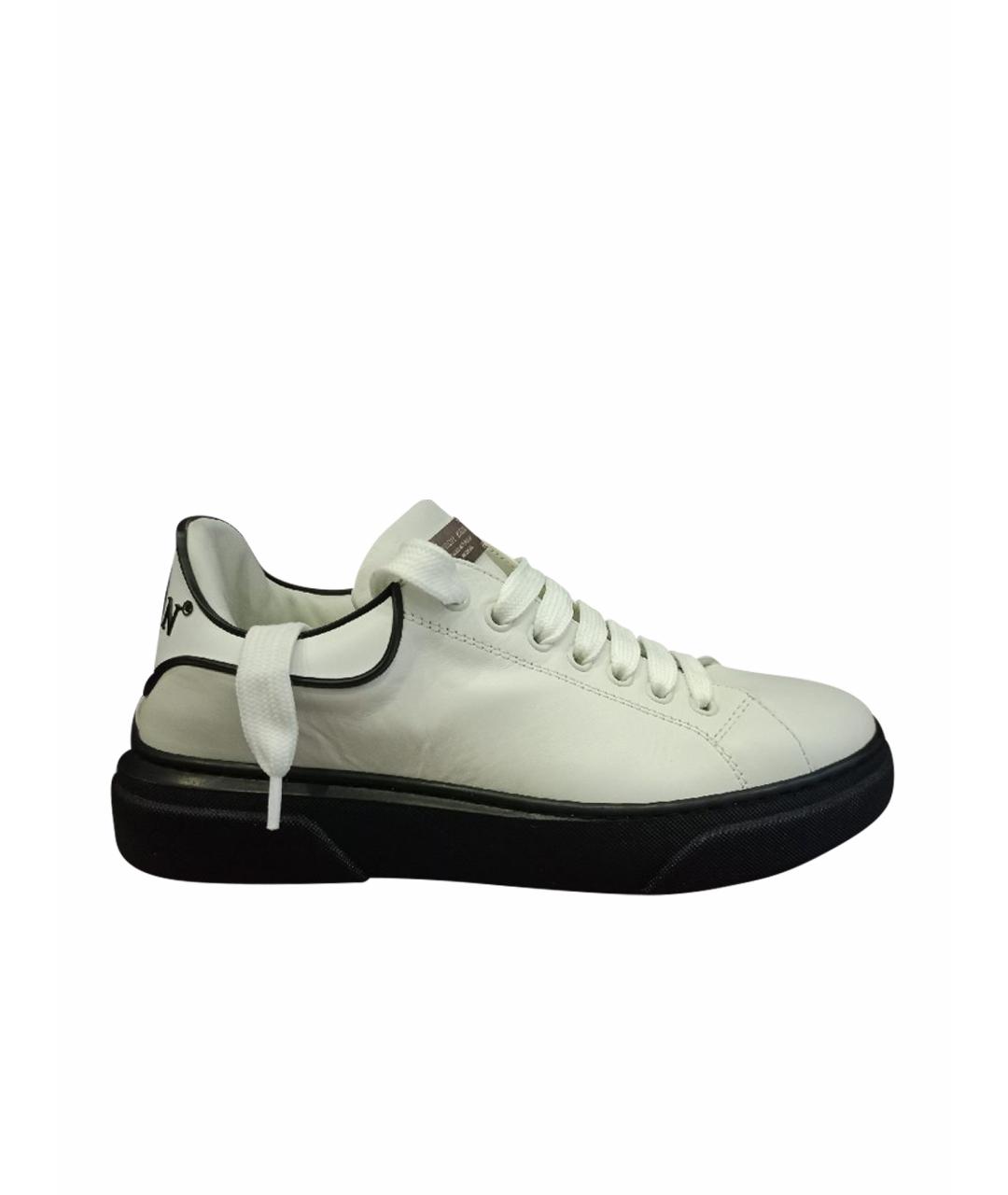 PHILIPP PLEIN Белые кожаные кроссовки, фото 1