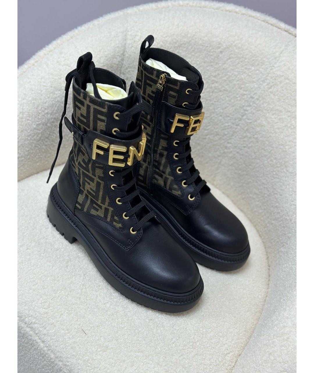 FENDI Коричневые кожаные ботинки, фото 5