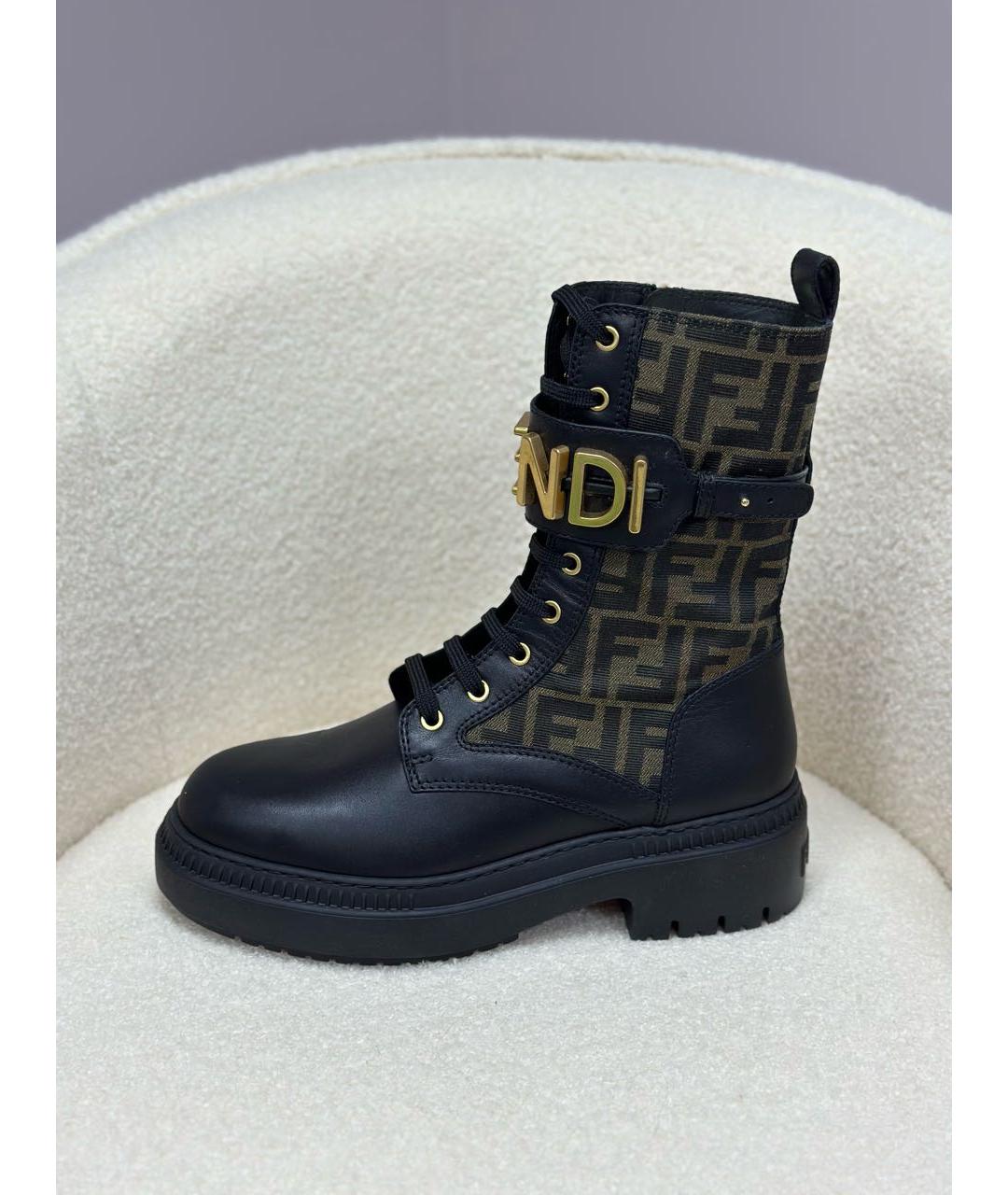 FENDI Коричневые кожаные ботинки, фото 6