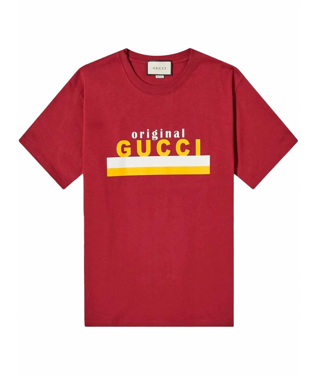 GUCCI Бордовая хлопковая футболка, фото 1
