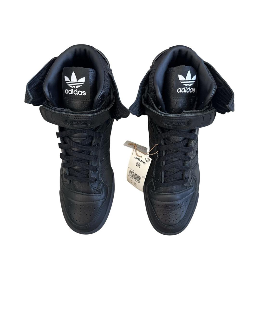 ADIDAS Черные кожаные высокие кроссовки / кеды, фото 2