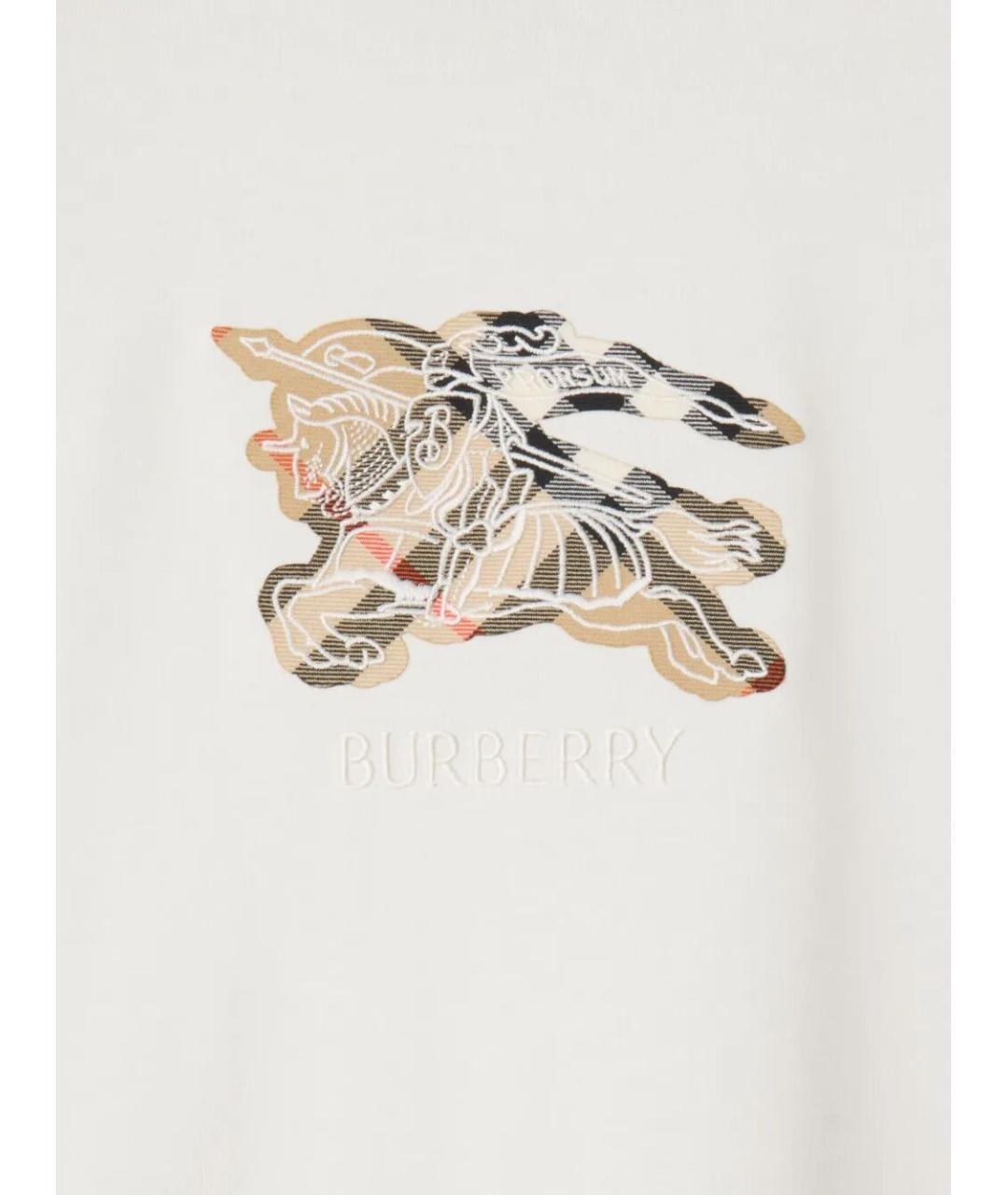 BURBERRY Белая хлопковая футболка, фото 4