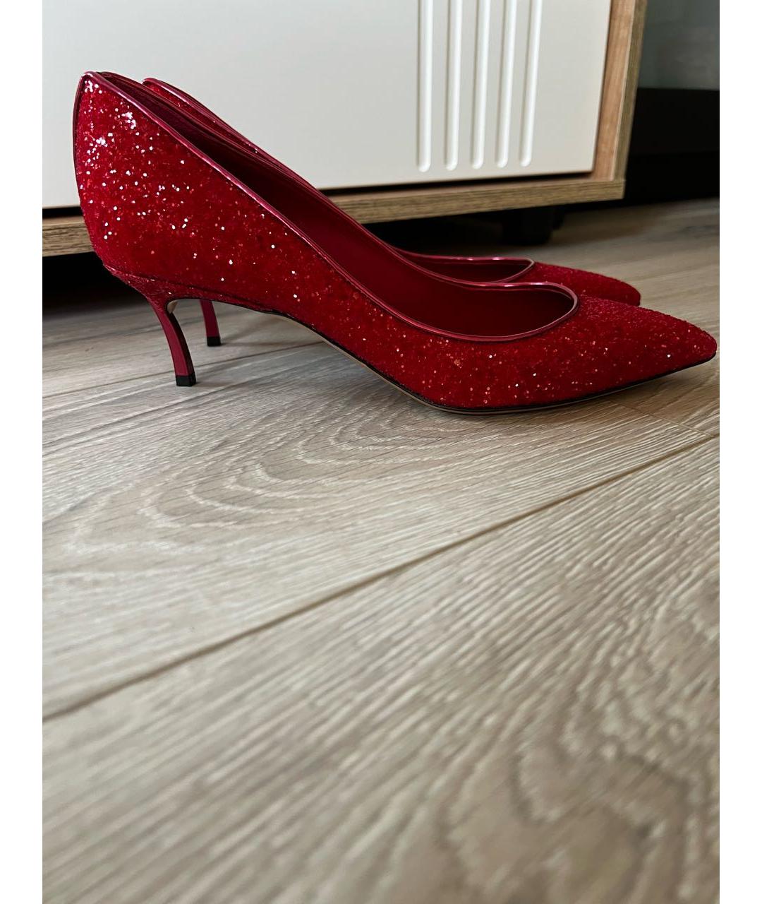 CASADEI Красные кожаные лодочки на низком каблуке, фото 2