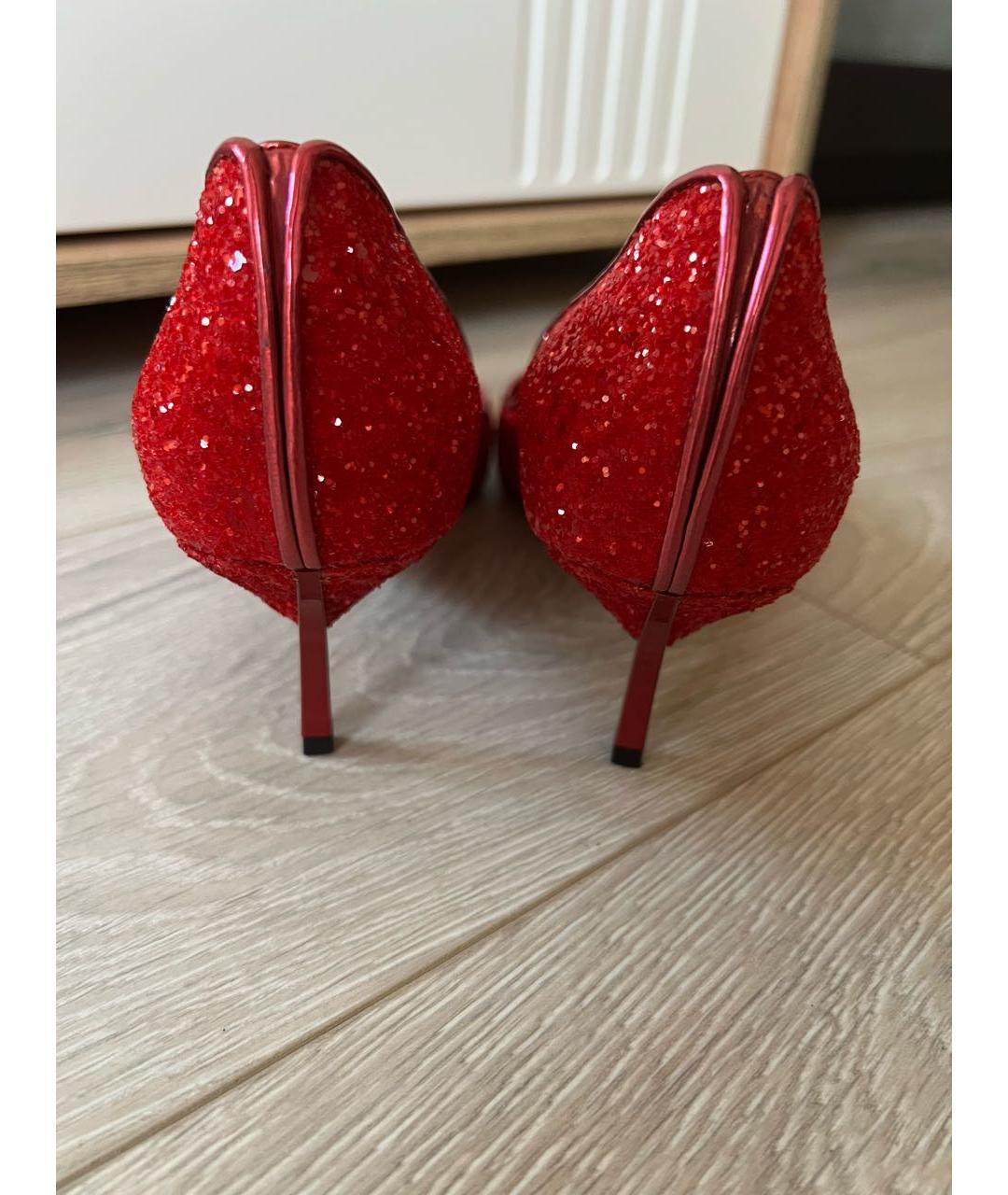 CASADEI Красные кожаные лодочки на низком каблуке, фото 5