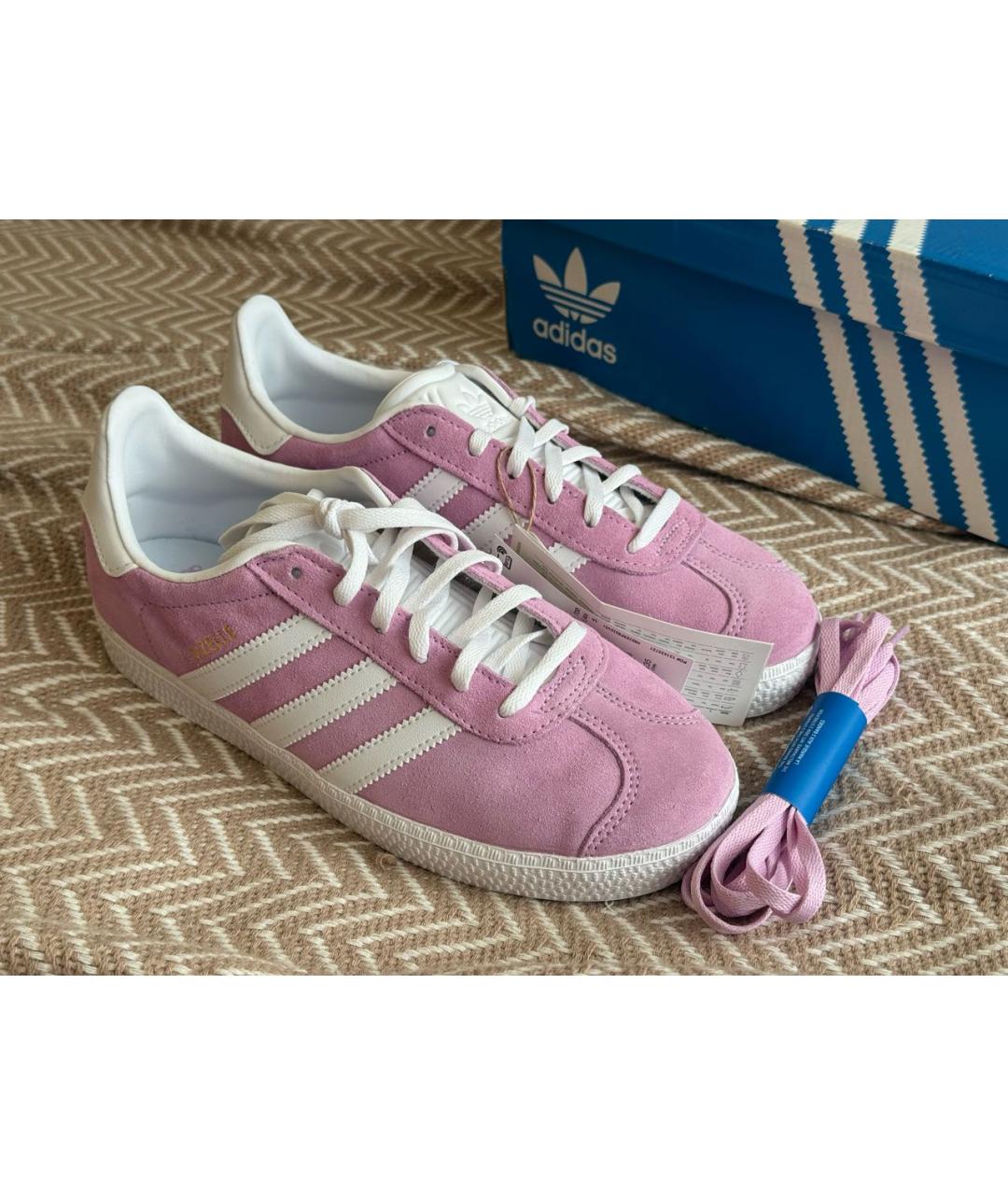 ADIDAS Розовые замшевые кроссовки, фото 3