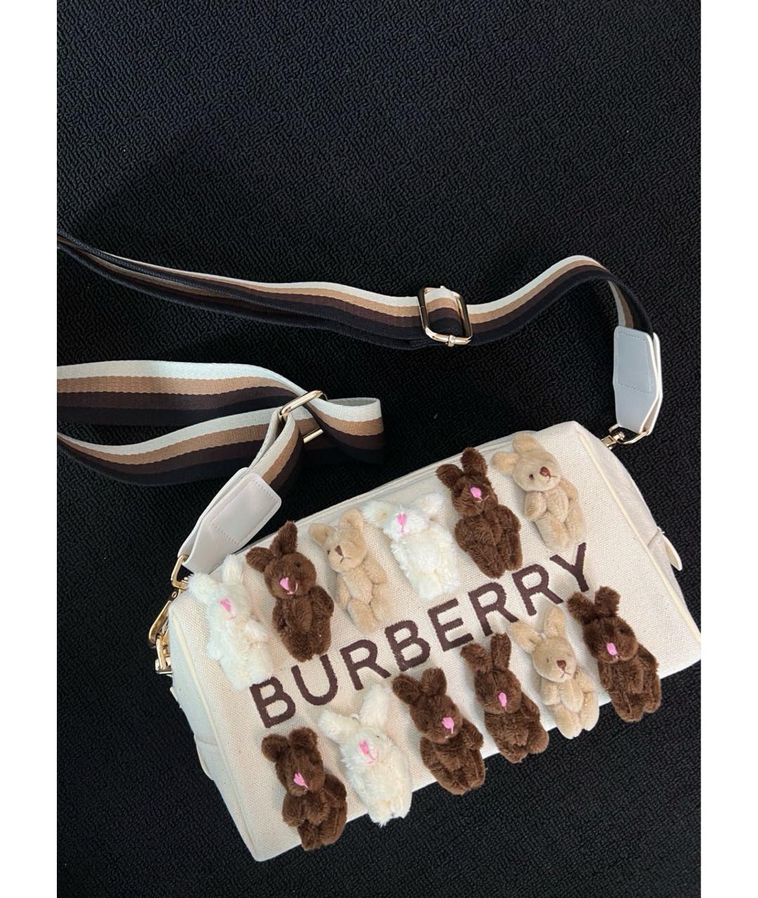 BURBERRY Бежевая тканевая сумка через плечо, фото 4