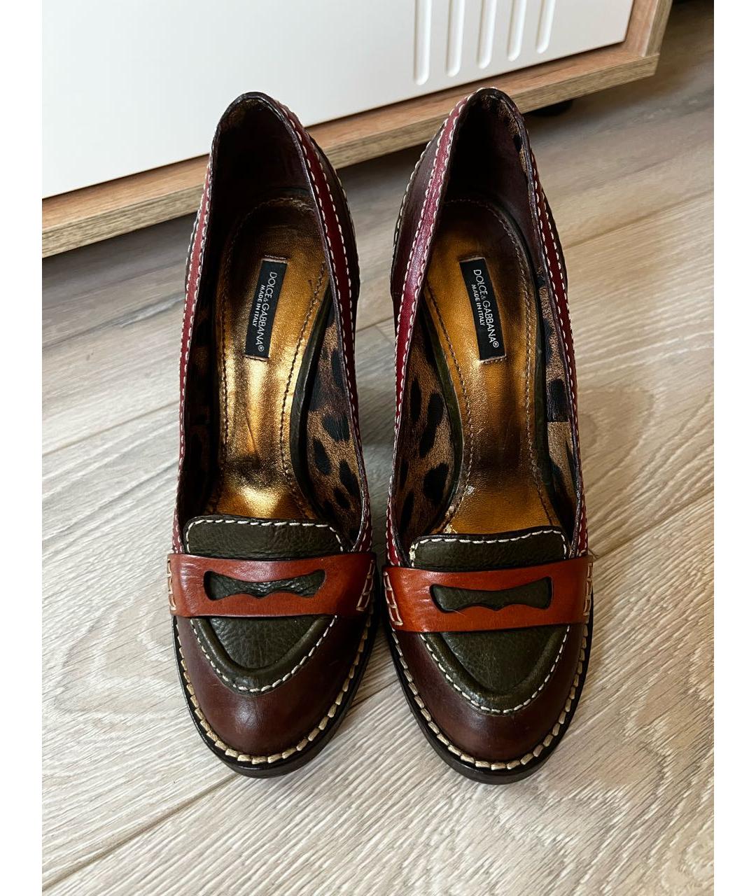 DOLCE&GABBANA Коричневые кожаные туфли, фото 2
