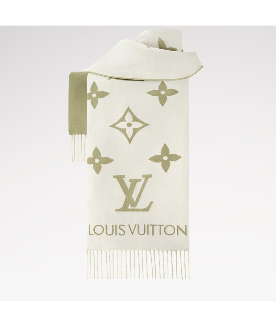 LOUIS VUITTON Хаки шарф, фото 3