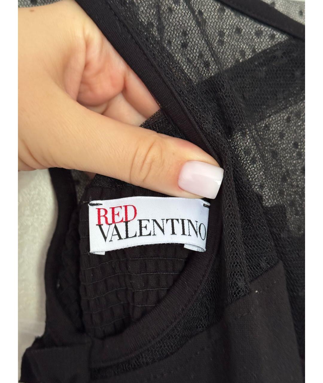RED VALENTINO Черное вискозное коктейльное платье, фото 3