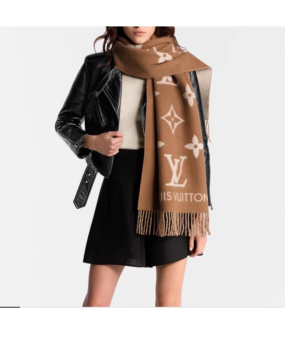 LOUIS VUITTON Коричневый шарф, фото 2