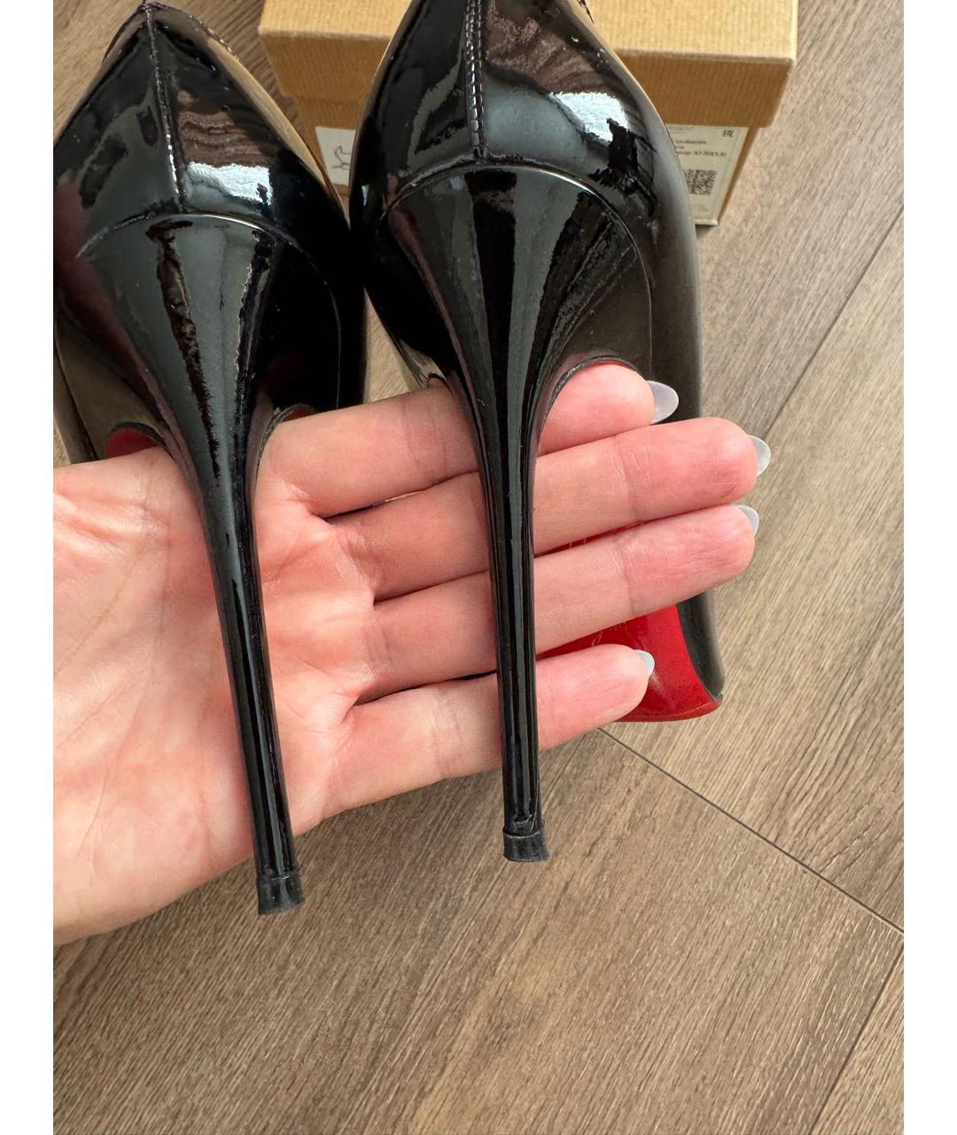 CHRISTIAN LOUBOUTIN Черные кожаные туфли, фото 3