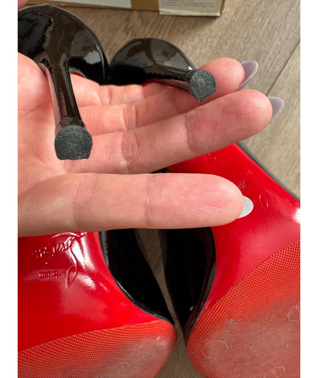 CHRISTIAN LOUBOUTIN Черные кожаные туфли, фото 4