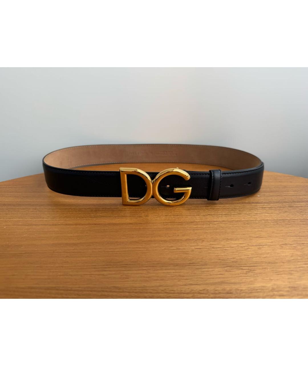 DOLCE&GABBANA Черный кожаный ремень, фото 3