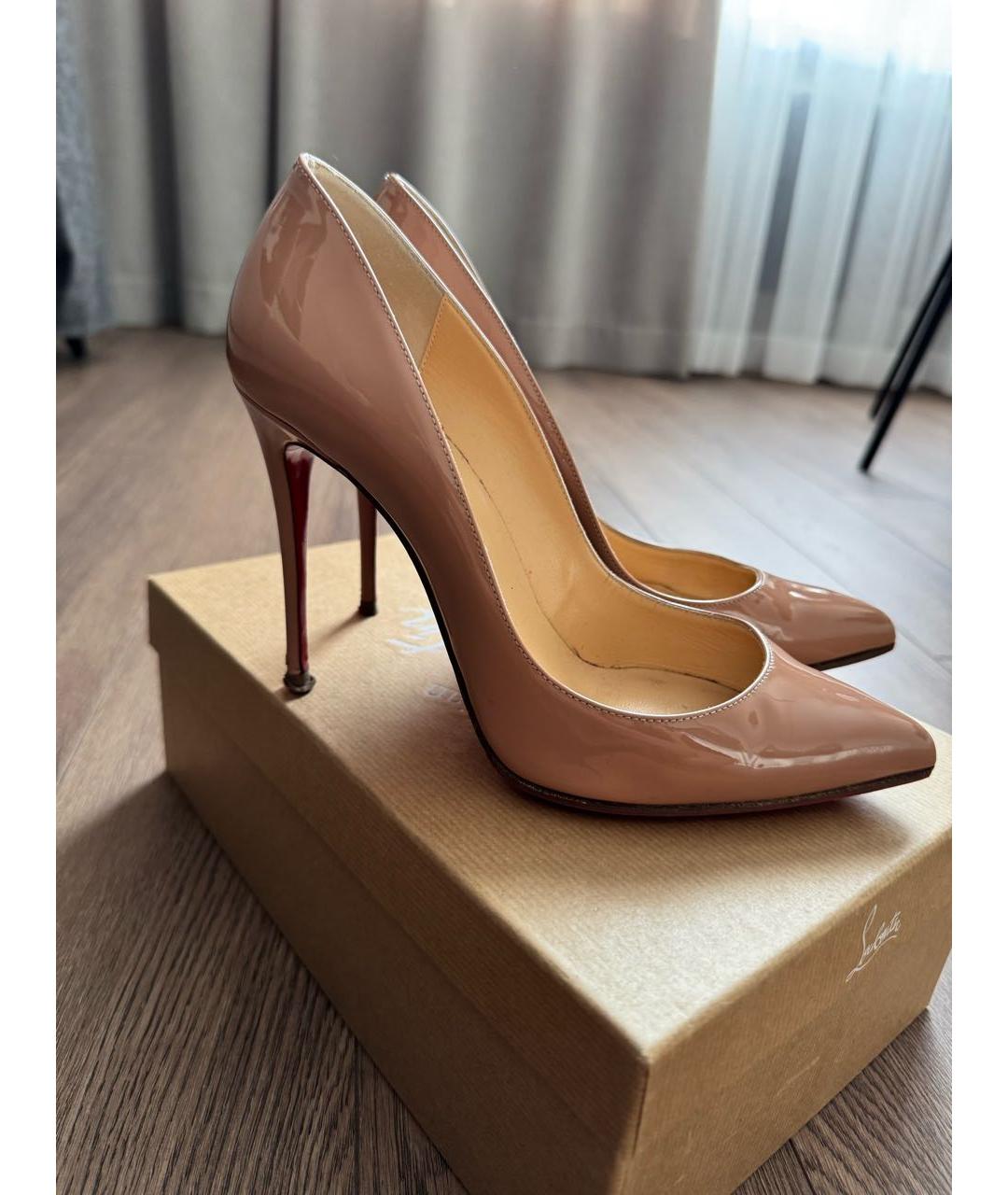 CHRISTIAN LOUBOUTIN Бежевые кожаные туфли, фото 7