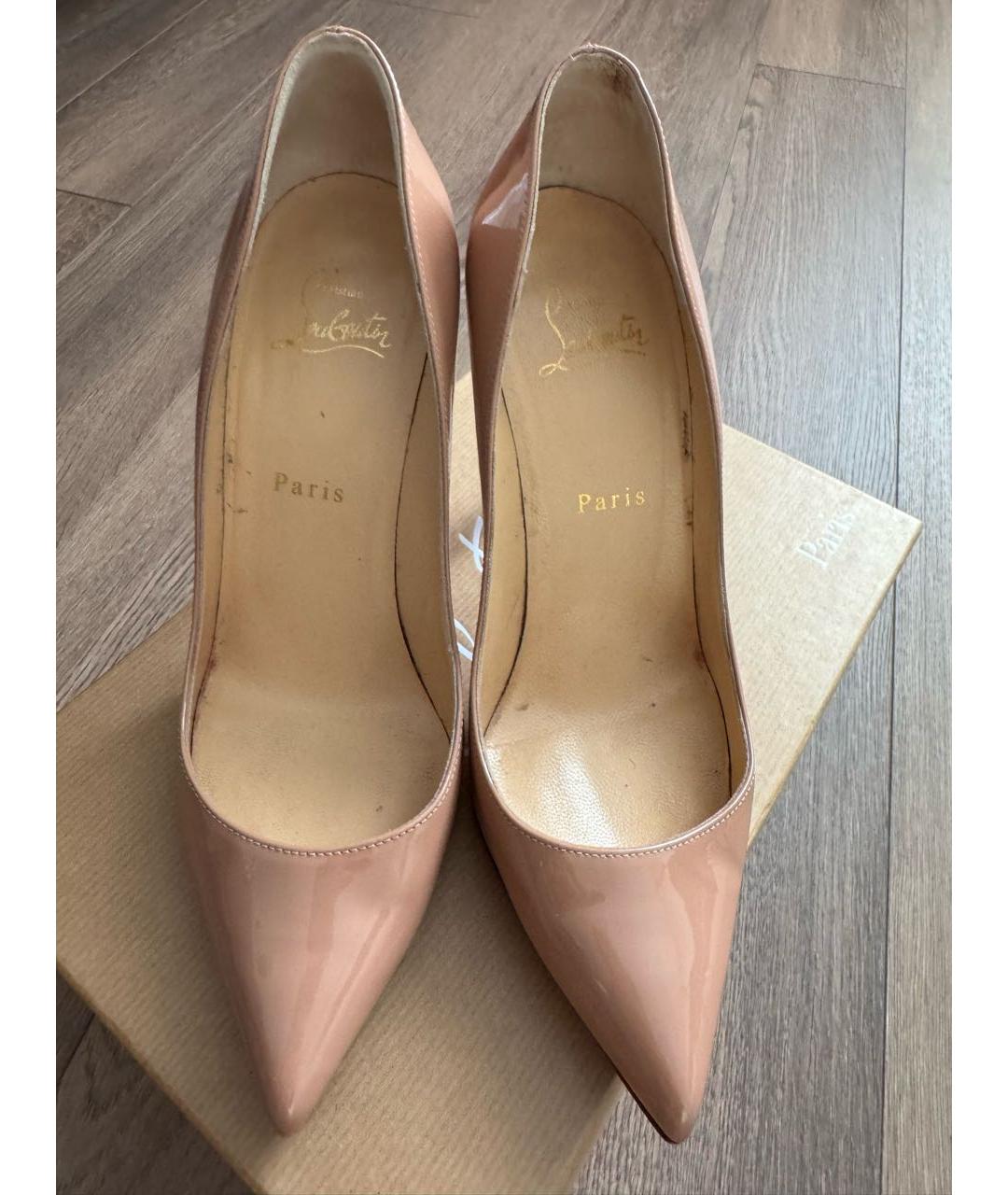 CHRISTIAN LOUBOUTIN Бежевые кожаные туфли, фото 2