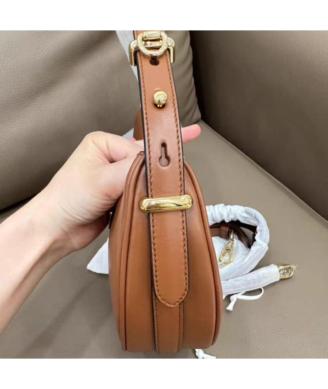 PRADA Коричневая кожаная сумка с короткими ручками, фото 5