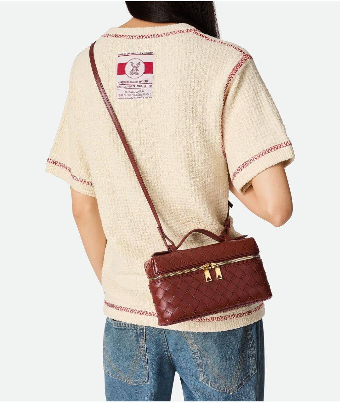 BOTTEGA VENETA Красная кожаная сумка с короткими ручками, фото 5
