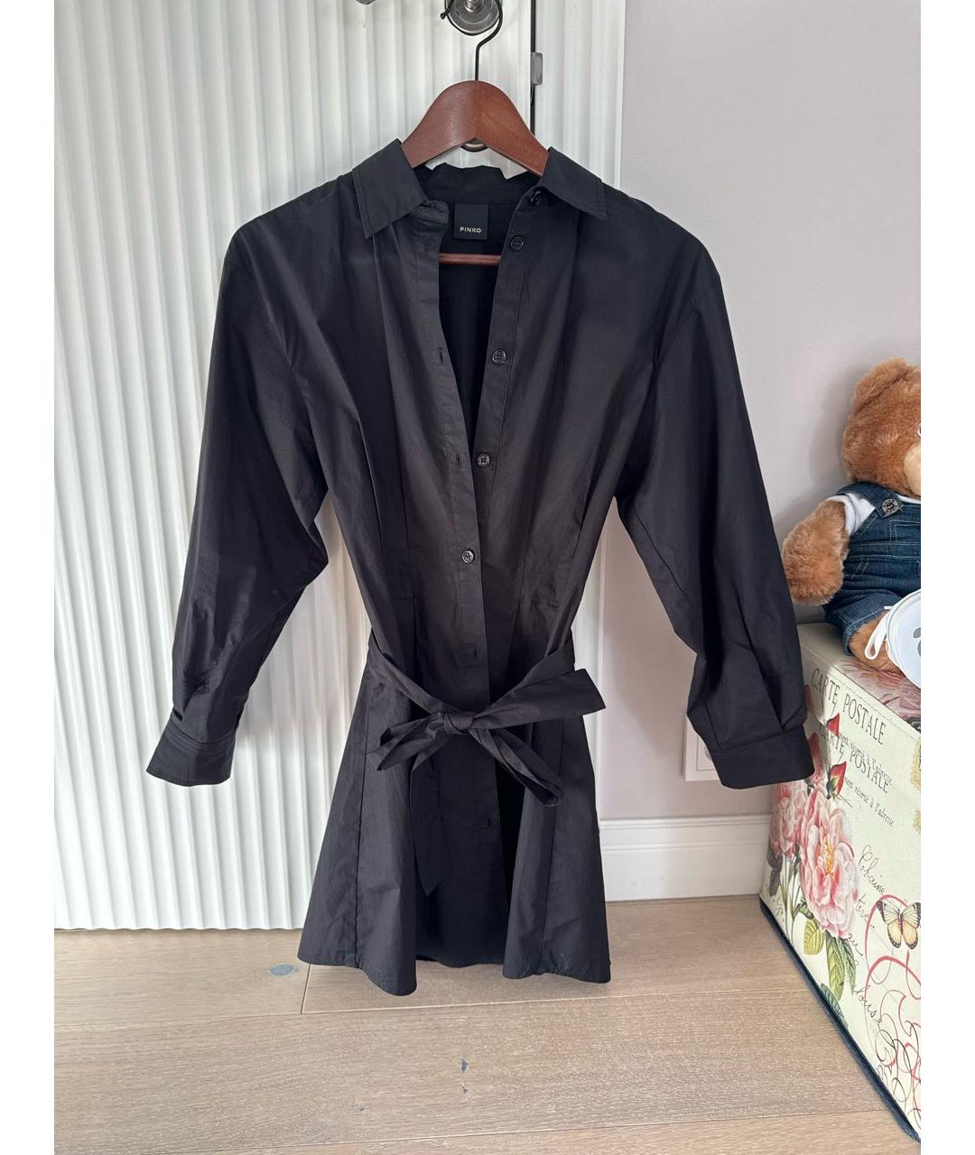 PINKO Черное хлопковое повседневное платье, фото 5