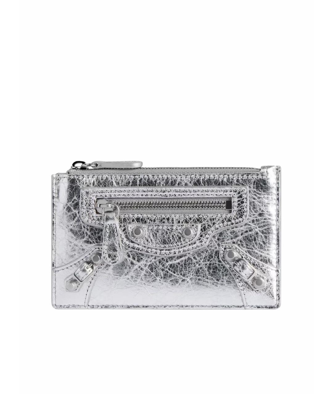 BALENCIAGA Серебрянный кожаный кардхолдер, фото 1